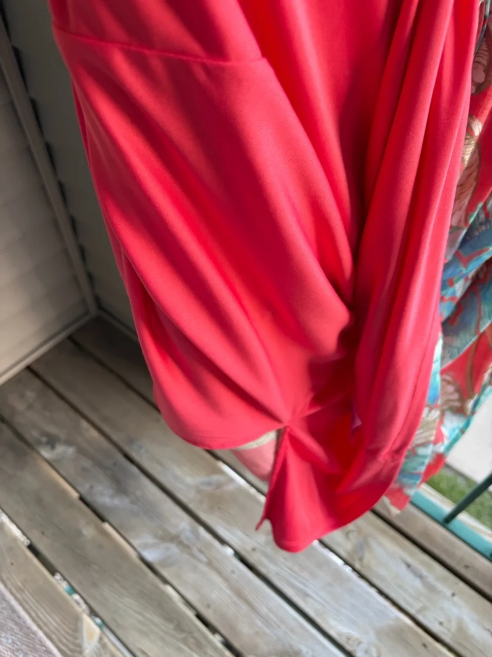 ππThe Good Journey Floral Midi Dress Size L Coral Pink Blue Boho Vacation - Picture 12 of 17